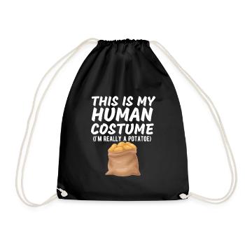 This Is My Human Costume I'm Really A Potato Funny - Drawstring Bag - black - Front