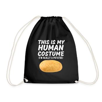 This Is My Human Costume I'm Really A Potato Funny - Drawstring Bag - black - Front