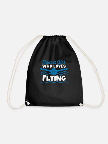 Just A Girl Who Loves Flying Swimming Funny Swim - Turnbeutel - Schwarz