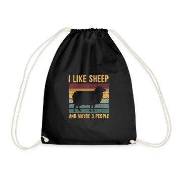 I like sheep and maybe 3 people - Turnbeutel - Schwarz - Vorne