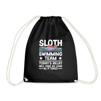Faultier Schwimmteam Lustig Schwimmen Synchron - Turnbeutel - Schwarz - Vorne