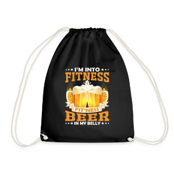 Fitness Beer Lustiges Bier und Beer Motiv/Design - Turnbeutel - Schwarz - Vorne