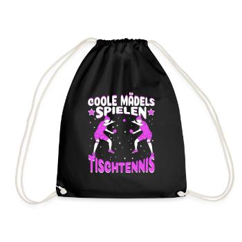 Tischtennisspielerin Coole Mädels spielen Tischten - Turnbeutel - Schwarz - Vorne