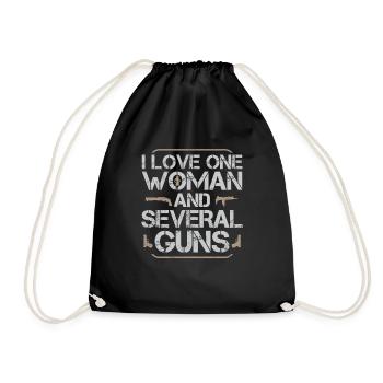 I Love One Woman And Several Guns - Drawstring Bag - black - Front