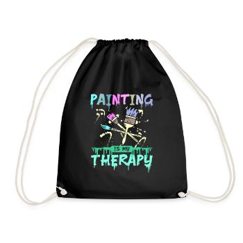 Painting is my therapy - Drawstring Bag - black - Front