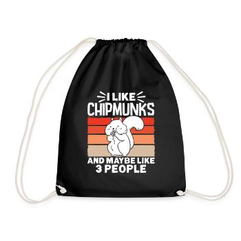 Streifenhörnchen Chipmunk Nagetier Geschenk - Turnbeutel - Schwarz - Vorne