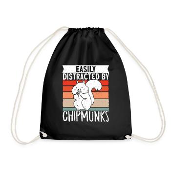 Streifenhörnchen Chipmunk Nagetier Geschenk - Turnbeutel - Schwarz - Vorne