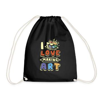 Artist painter I love makeing art - Drawstring Bag - black - Front