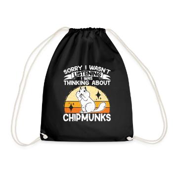 Streifenhörnchen Chipmunk Nagetier Geschenk - Turnbeutel - Schwarz - Vorne
