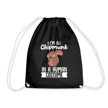 Streifenhörnchen Chipmunk Nagetier Geschenk - Turnbeutel - Schwarz - Vorne