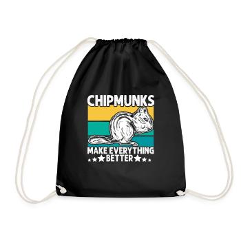 Streifenhörnchen Chipmunk Nagetier Geschenk - Turnbeutel - Schwarz - Vorne
