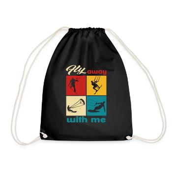 Fly away with me. Lifestyle Vintage Design - Drawstring Bag - black - Front