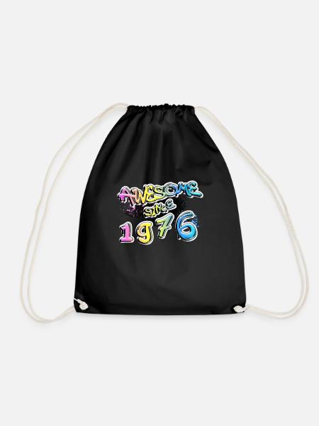 Awesome since 1976 Graffiti Motif - Drawstring Bag - black