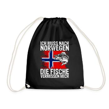 Urlaub Elche NORWEGEN die Fische vermissen mich An - Turnbeutel - Schwarz - Vorne