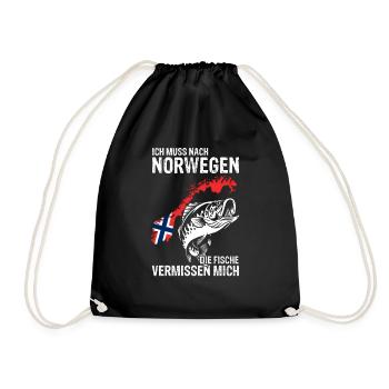 Urlaub Elche NORWEGEN die Fische vermissen mich An - Turnbeutel - Schwarz - Vorne