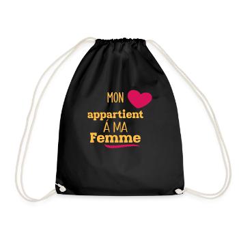 Mon Cœur Appartient A ma Femme Cadeau St Valentin - Sac de sport léger - noir - Devant