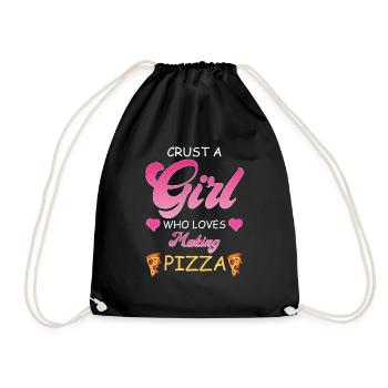 Nur ein Mädchen was Pizza backen liebt - Turnbeutel - Schwarz - Vorne