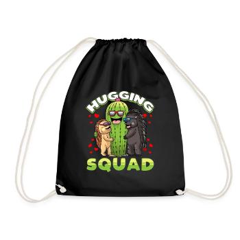 Hugging Squad Igel Kaktus Stachelschwein - Turnbeutel - Schwarz - Vorne