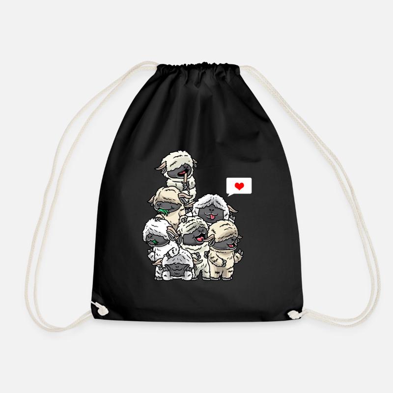 Funny Valais black-nosed sheep sheep - Drawstring Bag - black