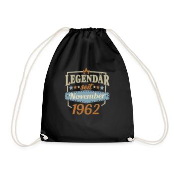 Legendär seit November 1962 Vintage Retro Sprüche - Turnbeutel - Schwarz - Vorne