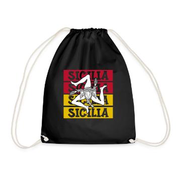 Sicily flag Sicily Palermo Italy - Drawstring Bag - black - Front