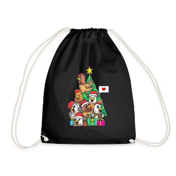 Christmas Chicken Chicken Farmer Chicken Breeding Xmas - Drawstring Bag - black - Front