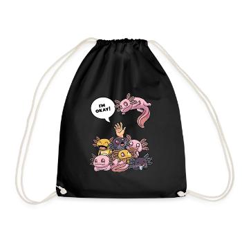I'm Okay Funny Axolotl - Drawstring Bag - black - Front
