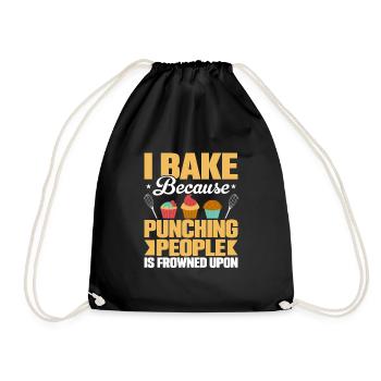 I Bake Because Punching People Is Frowned Upon Cak - Drawstring Bag - black - Front
