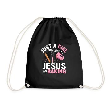 Just A Girl Who Loves Jesus And Baking Bake Cake - Turnbeutel - Schwarz - Vorne