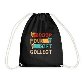 Megalodon Shark Tooth Fossil Collector Gift - Drawstring Bag - black - Front