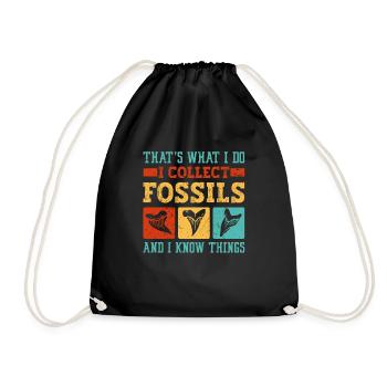 Megalodon Shark Tooth Fossil Collector Gift - Drawstring Bag - black - Front