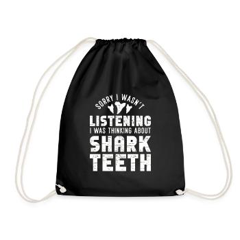 Megalodon Shark Tooth Fossil Collectible Gift - Drawstring Bag - black - Front