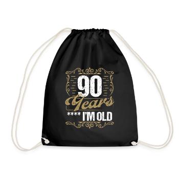 90 Year Old Sarcasm In Old Vintage Humor Idea90 Ye - Drawstring Bag - black - Front