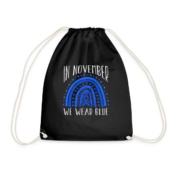Rainbow Diabetes Awareness Blue November - Drawstring Bag - black - Front