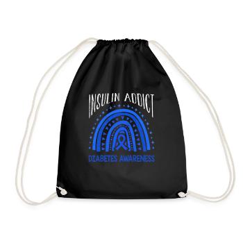 Insulin Rainbow Diabetes Awareness Blue November - Turnbeutel - Schwarz - Vorne