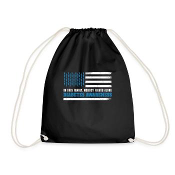 Family Flag Blue November Diabetes Awareness Month - Drawstring Bag - black - Front