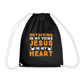 Skydiving and Jesus. Skydiving. - Drawstring Bag - black - Front
