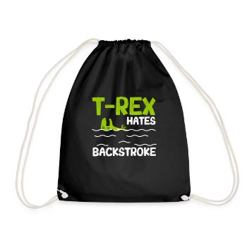 T-Rex hasst Rückenschwimmen Lustiger Schwimmer - Turnbeutel - Schwarz - Vorne