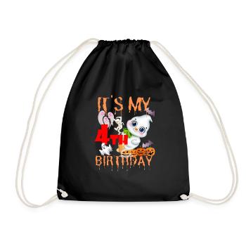 IT'S MY BIRTHDAY 4TH Halloween Ghosts Ghouls - Drawstring Bag - black - Front