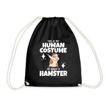 Hamster Geschenk Hamsterliebhaber - Turnbeutel - Schwarz - Vorne