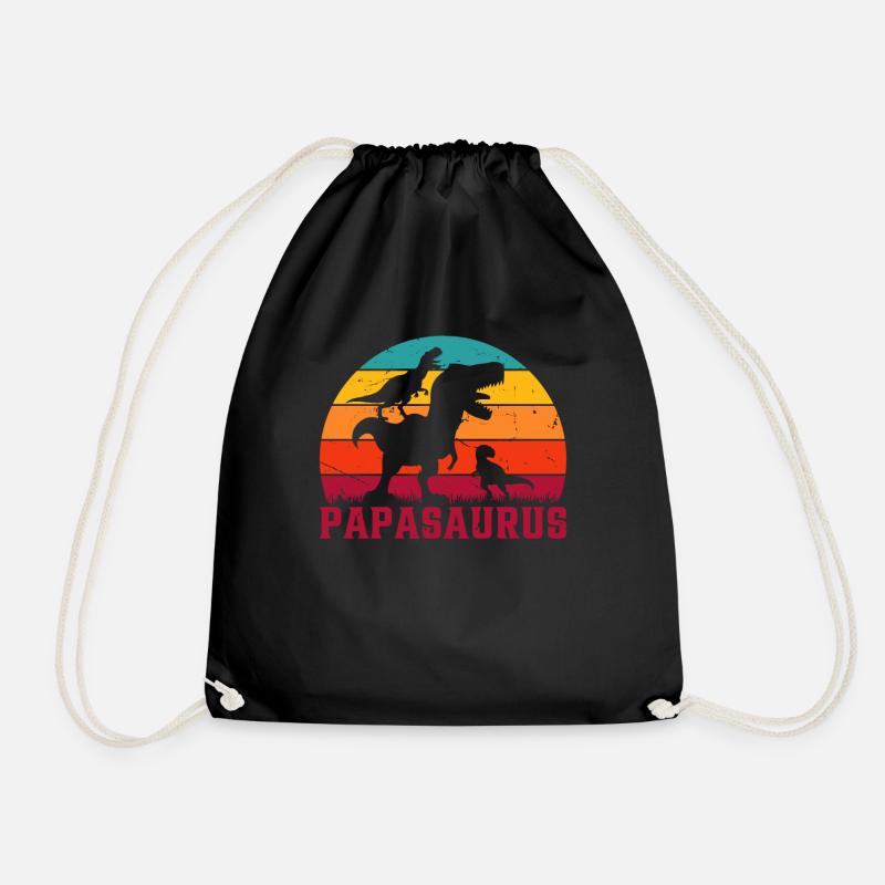 Papasaurus Papa with two Kids - Papa Saurus Papa D - Turnbeutel - Schwarz