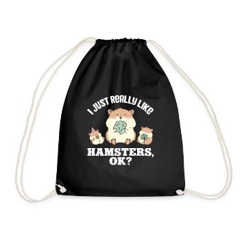 Hamster Geschenk Hamsterliebhaber - Turnbeutel - Schwarz - Vorne