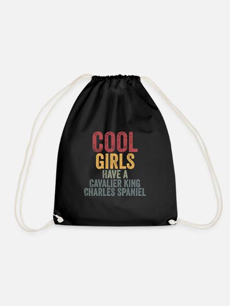 Cool girls have a cavalier king charles spaniel - Drawstring Bag - black