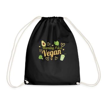 Avocado Heart Vegetable Vegetarian Warning Vegan - Drawstring Bag - black - Front