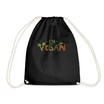 Word Vegetable Powered Vegetarian I Vegan - Drawstring Bag - black - Front