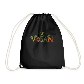 Word Vegetable Vegetarian Go Vegan - Turnbeutel - Schwarz - Vorne