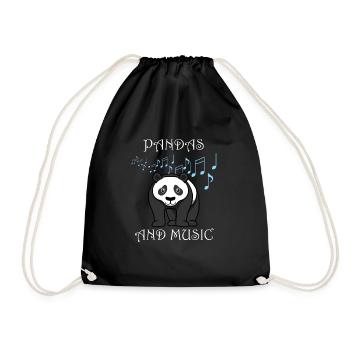 Pandabären und Musiknoten Musiker Panda - Turnbeutel - Schwarz - Vorne