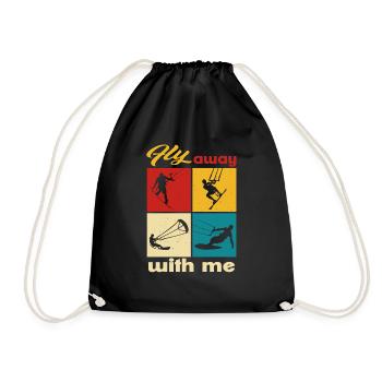 Fly away with me. Lifestyle Vintage Design - Drawstring Bag - black - Front