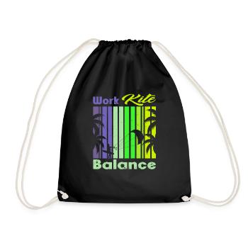 Work Kite Balance. Lifestyle Vintage Design, Work - Drawstring Bag - black - Front