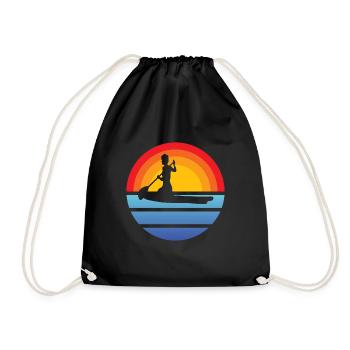 Stehpaddler Surfen Stand Up Paddling Stehpaddeln - Turnbeutel - Schwarz - Vorne